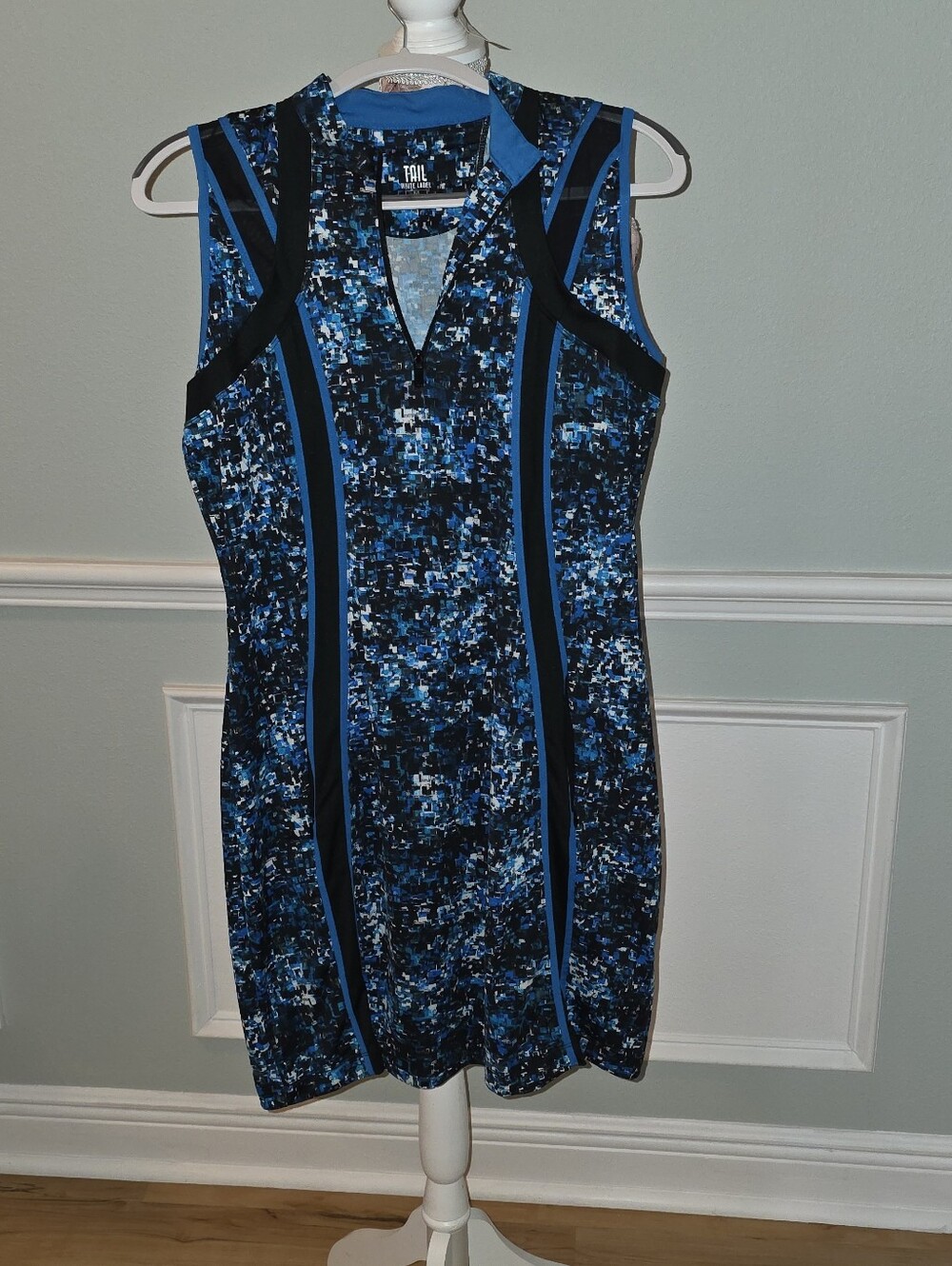 Tail Blue and Black Mosaic Sheath Golf Dress